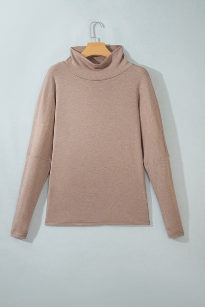 Smoke Gray High Neck Long Sleeve Shift Blouse
