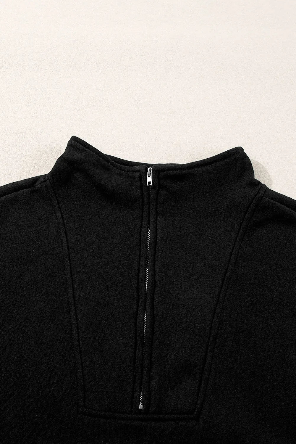 Black Zip-up Stand Neck Kangaroo Pocket Sweatshirt - Chic Meadow Boutique 