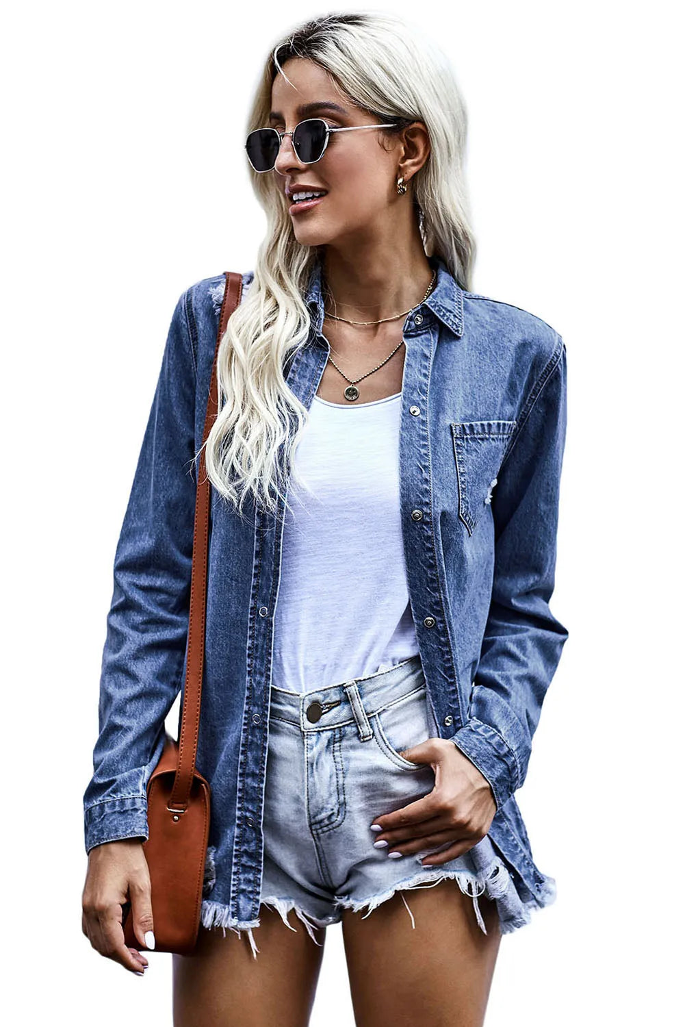 Outerwear/Denim jackets Blue Ripped Denim Jacket