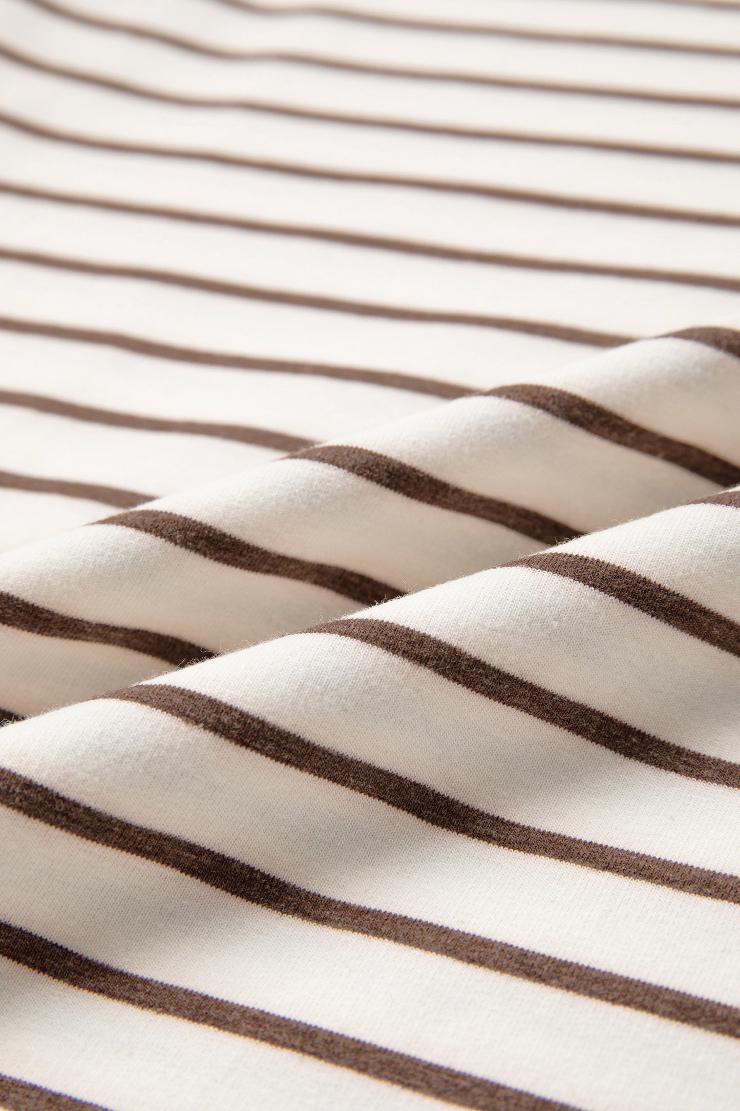 Brown Stripe Ribbed Round Neck Trim Loose Tank Top