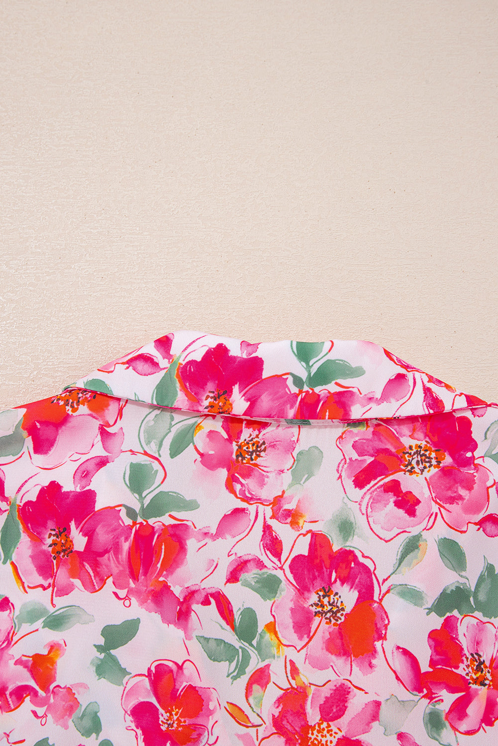 Pink Floral Boxy Fit Ruffled Short Sleeve V Neck Blouse