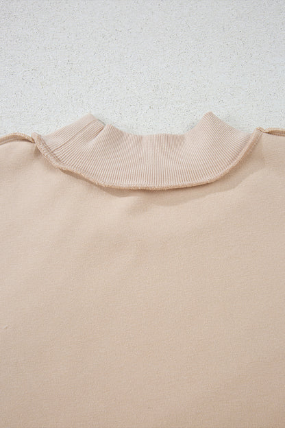 Apricot Oversize Drop Shoulder Reversible Mock Neck Sweatshirt