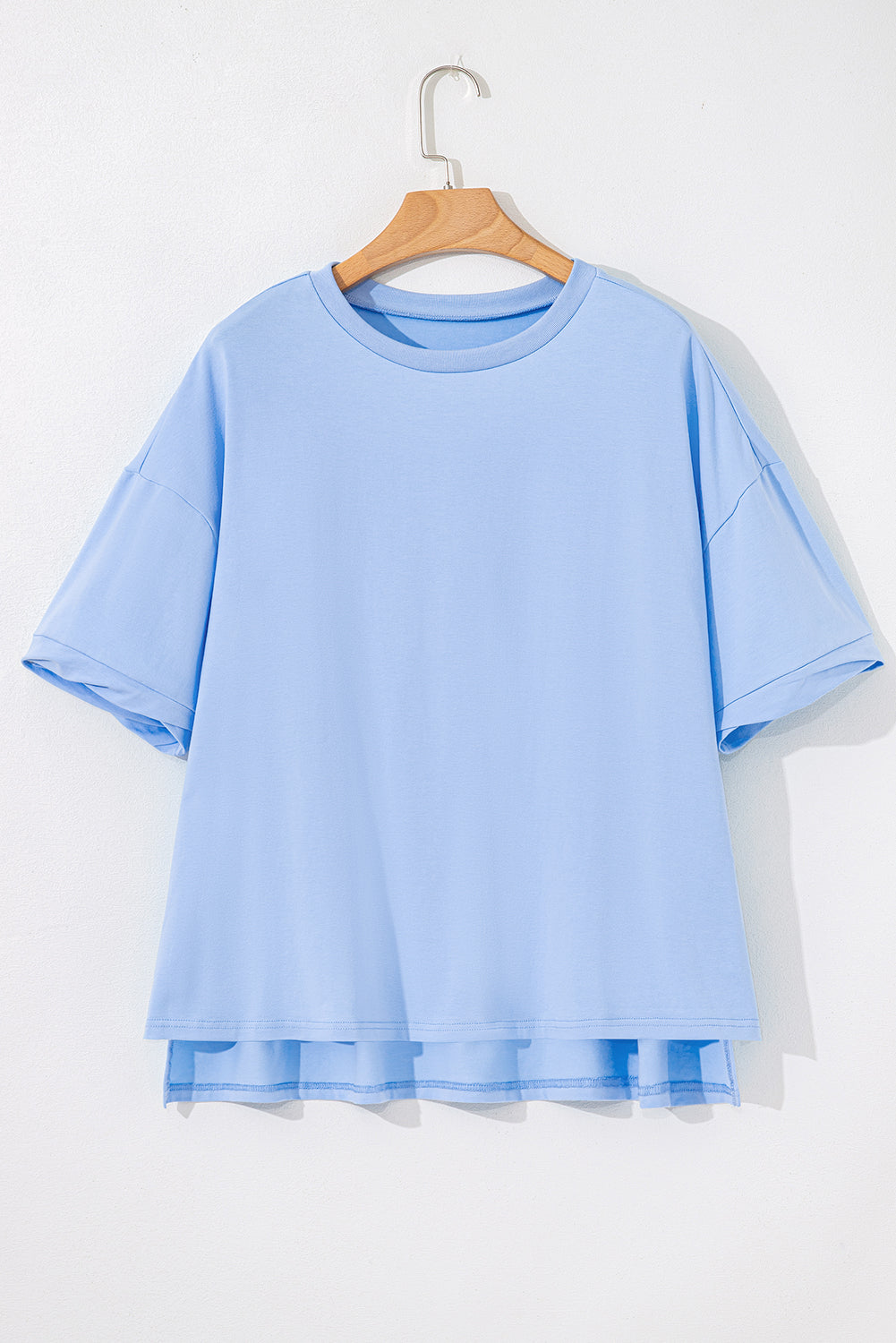 Myosotis Loose Half Sleeve Hi Low Hem T Shirt