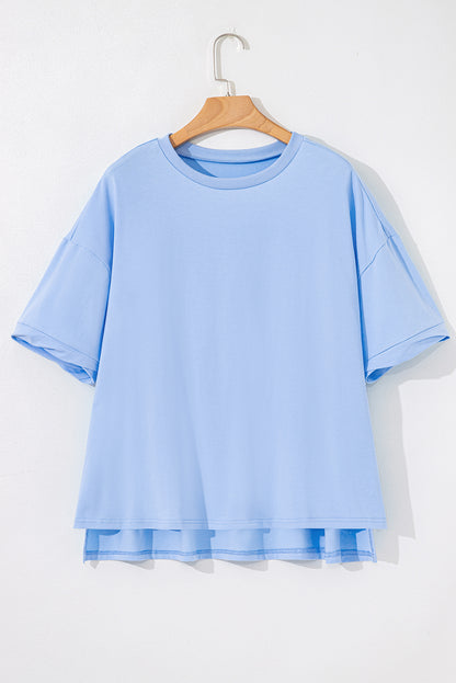 Myosotis Loose Half Sleeve Hi Low Hem T Shirt