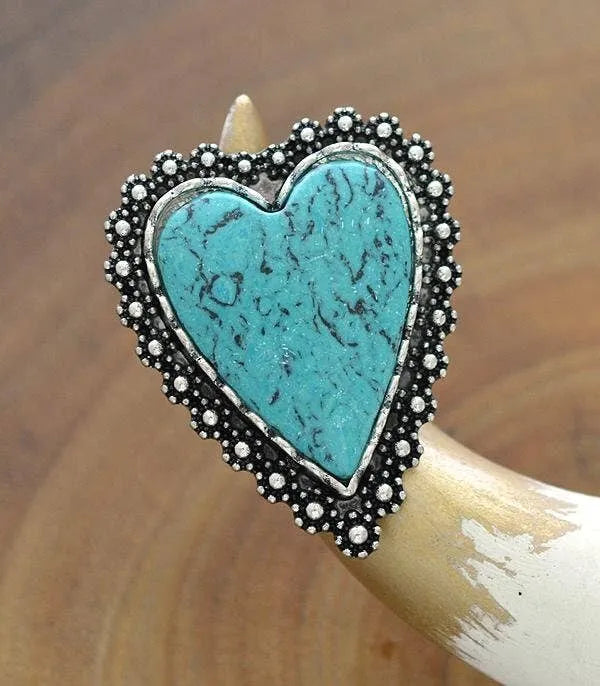 Western Statement Adjustable Heart Ring - Chic Meadow Boutique 