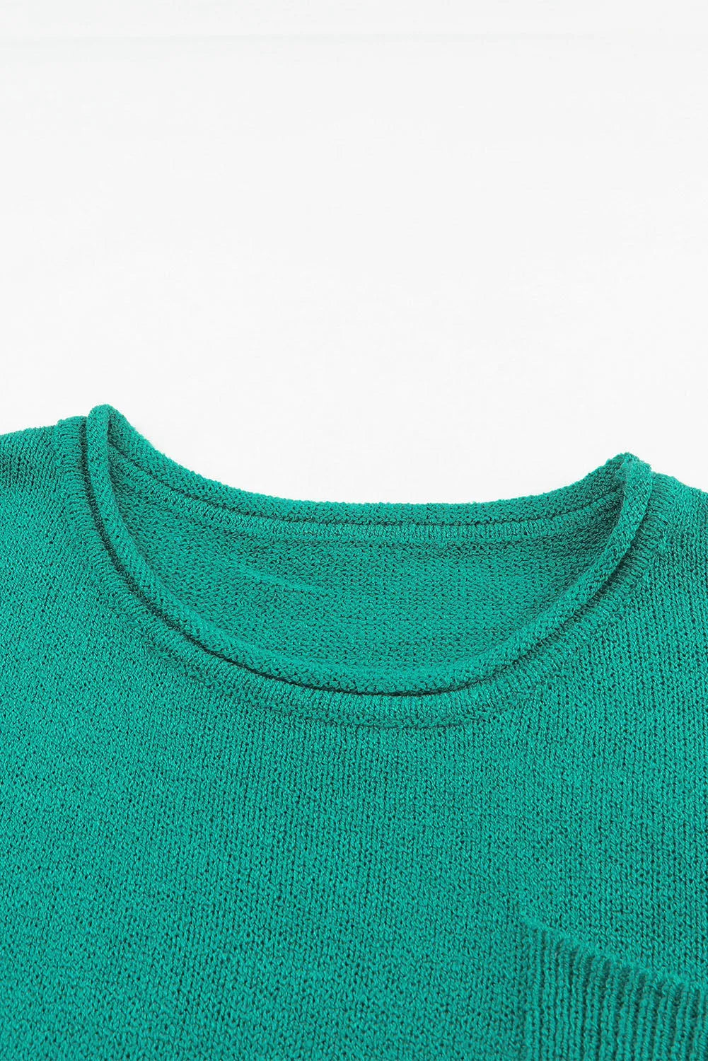 Green Solid Color Off Shoulder Rib Knit Sweater with Pocket - Chic Meadow Boutique 