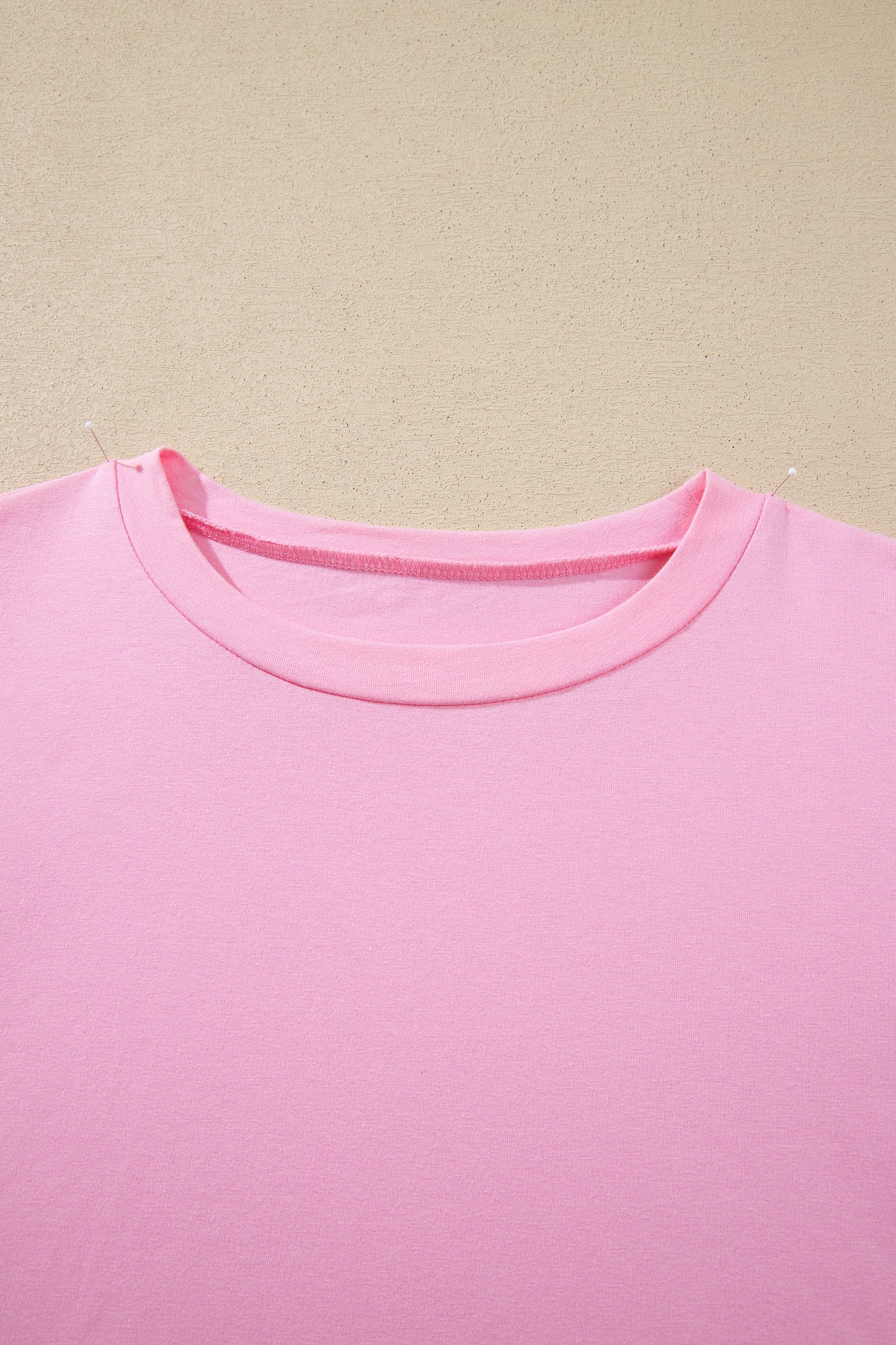 Pink Long Sleeve Sequin Round Neck Pullover Top