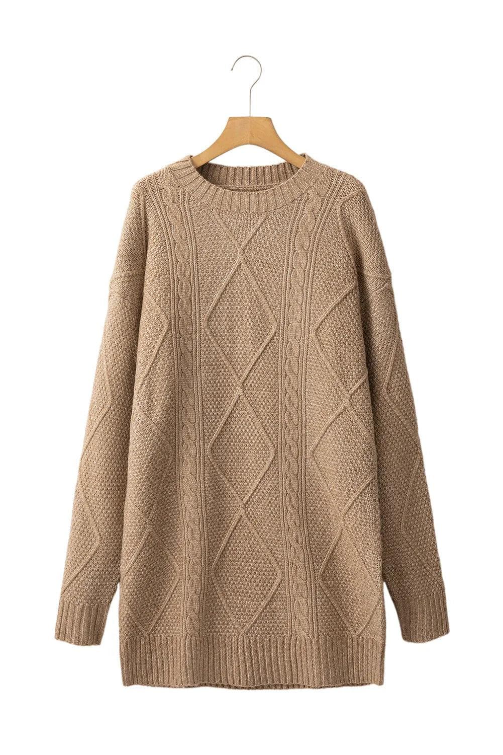 Sweaters & Cardigans/Sweater Dresses Parchment Cable Knit Drop Shoulder Loose Fit Sweater Dress