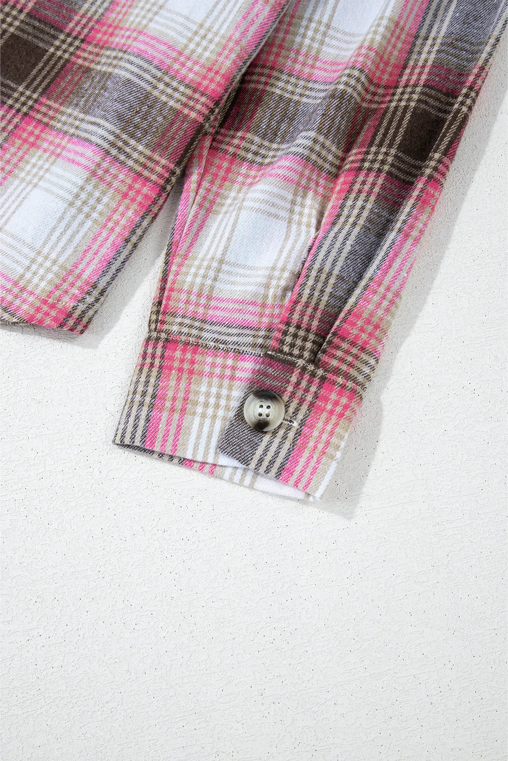 Pink Plaid Flap Pocket Button Up Shacket - Chic Meadow Boutique 