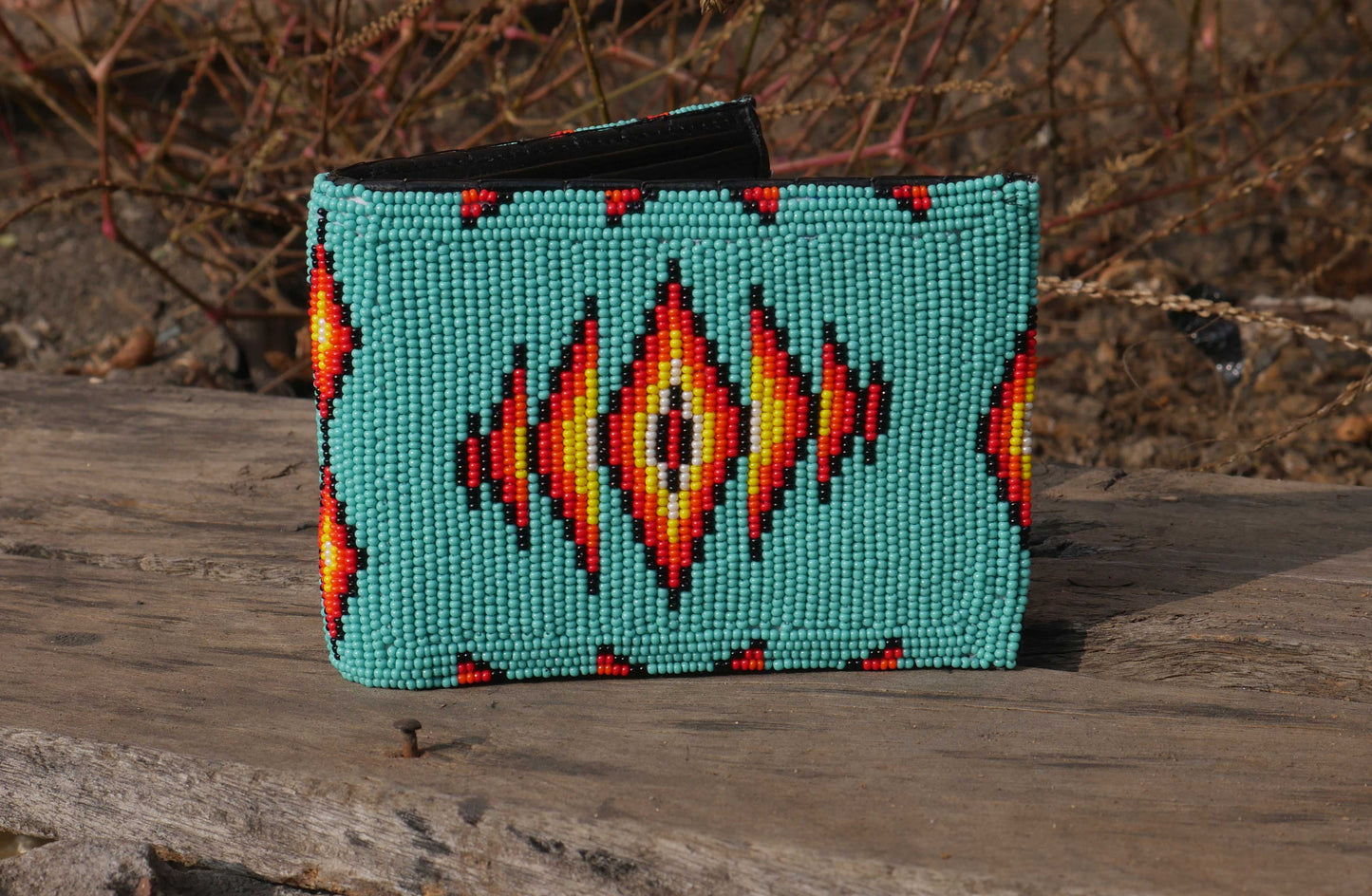 Handmade Beaded Wallet with intricate Beadwork Bifold Wallet