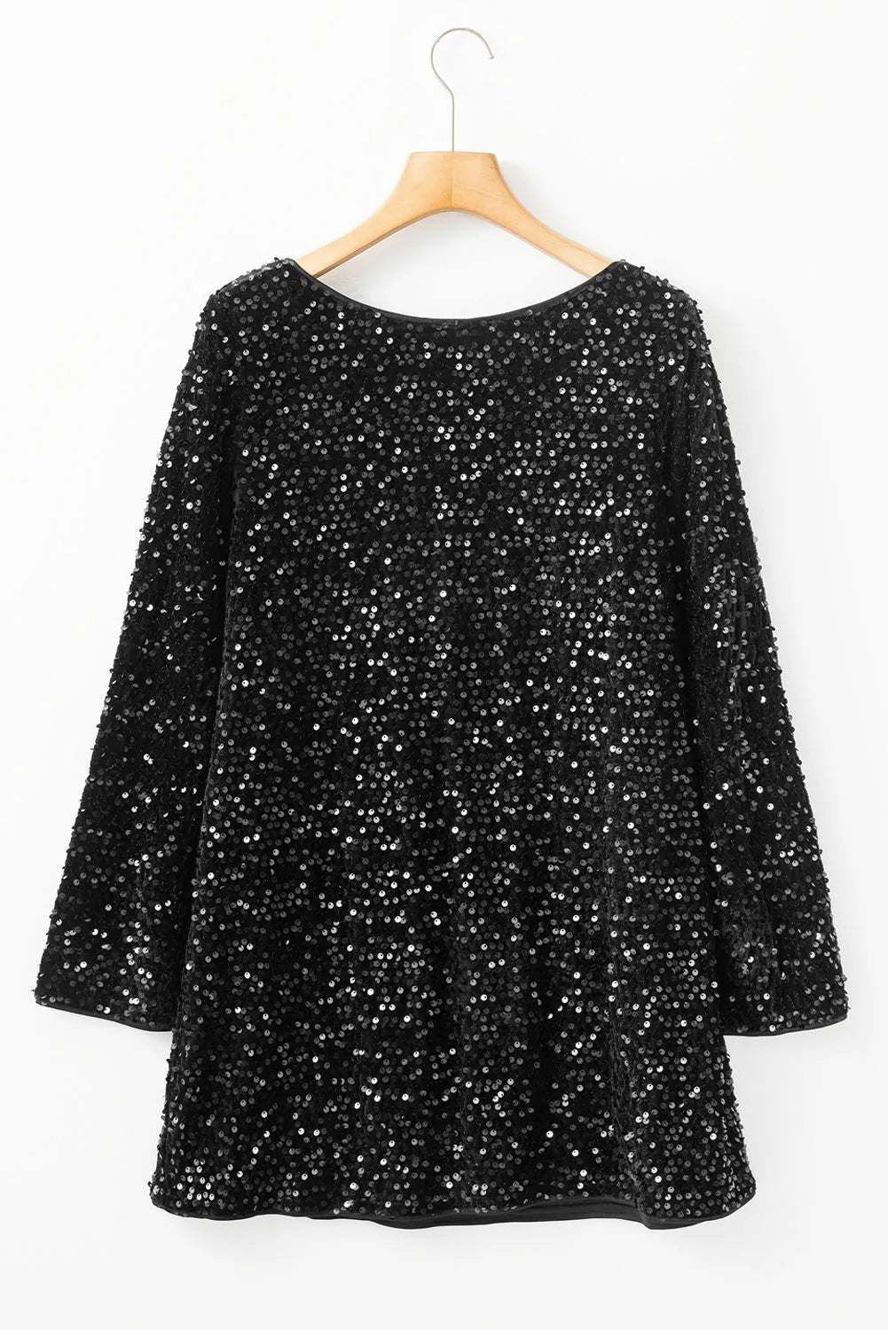 Black Sequin Long Sleeve Knot Cutout Back Mini Dress - Chic Meadow Boutique 