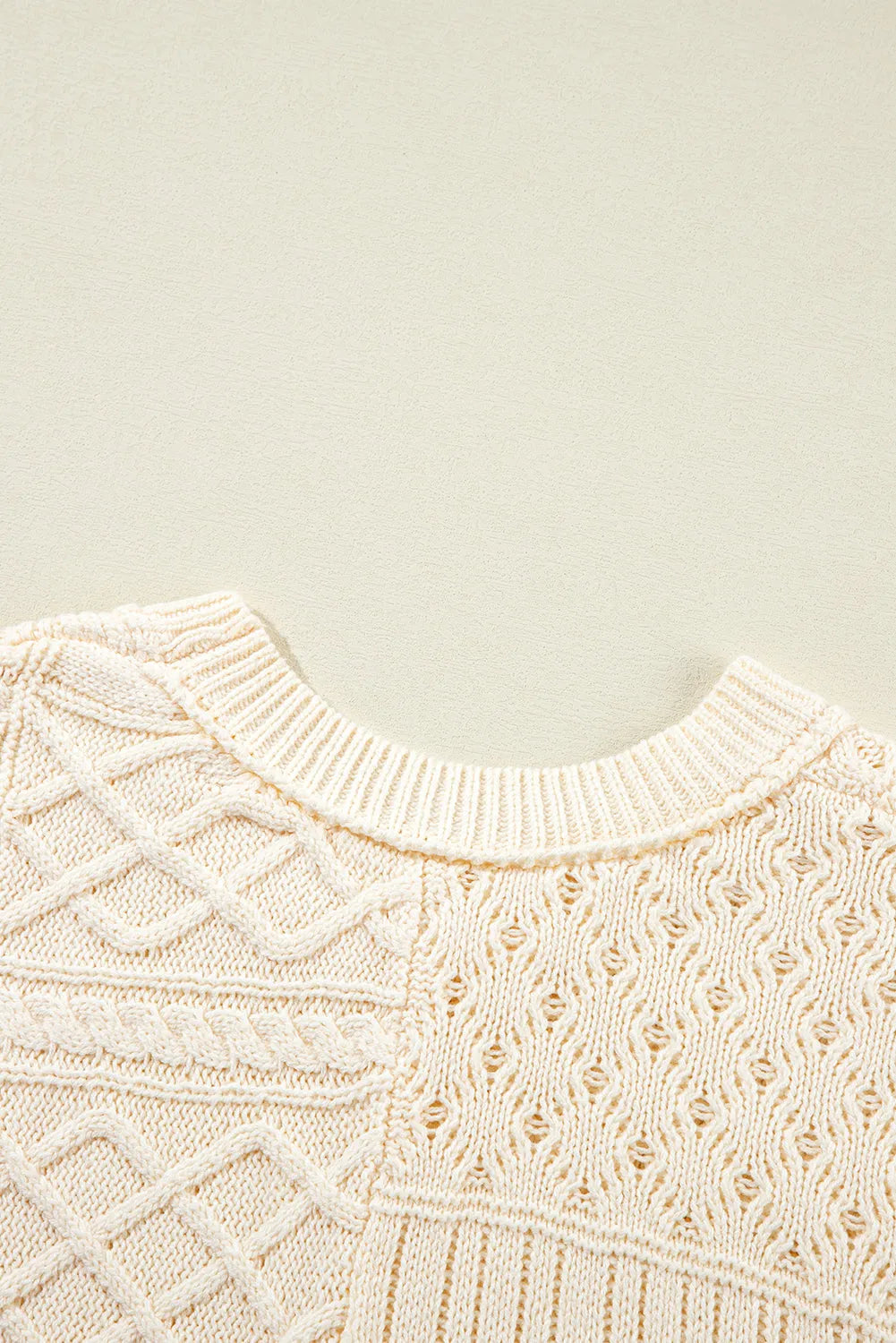 Beige Cable Knit Dolman Armholes Sweater Tank - Chic Meadow Boutique 