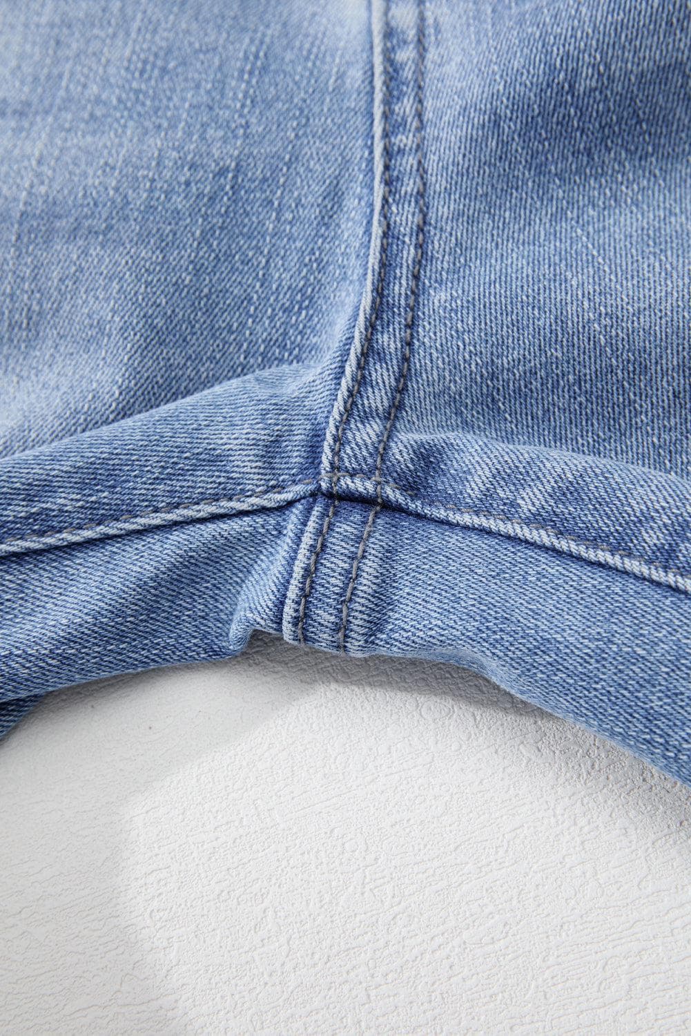 Bottoms/Jeans Beau Blue Mineral Wash Raw Hem High Waist Flared Jeans