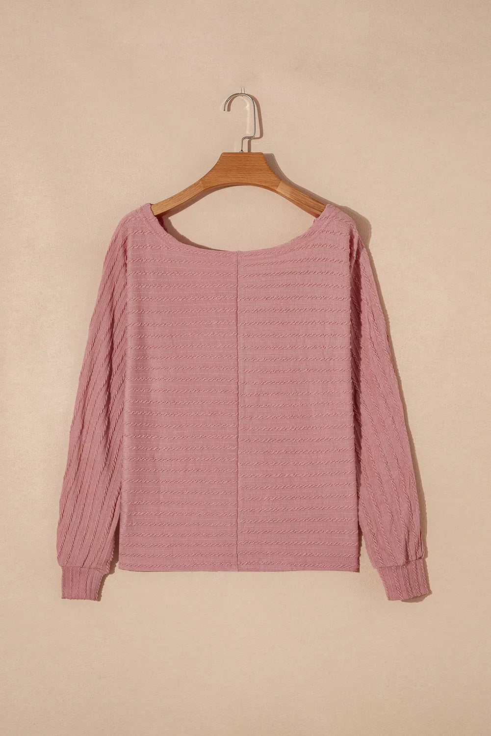 Dusty Pink Textured Knit Long Sleeve Top - Chic Meadow Boutique 