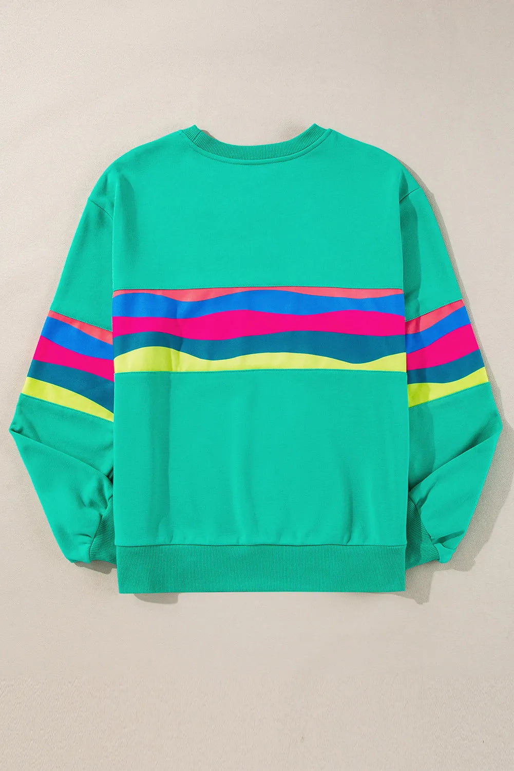 Green Colorful Striped Accent Long Sleeve T Shirt - Chic Meadow Boutique 