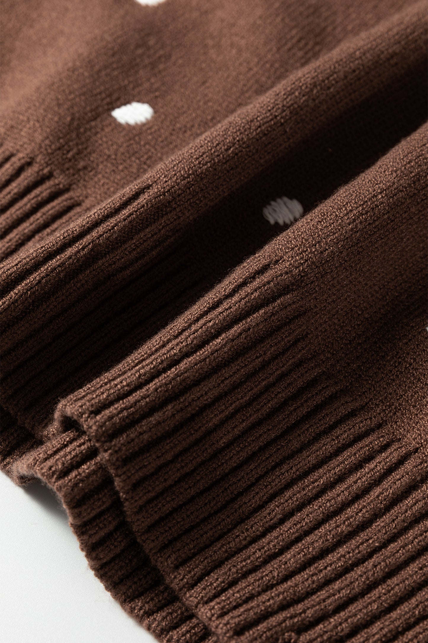 Chestnut Elegant Polka Dot Bubble Short Sleeve Sweater