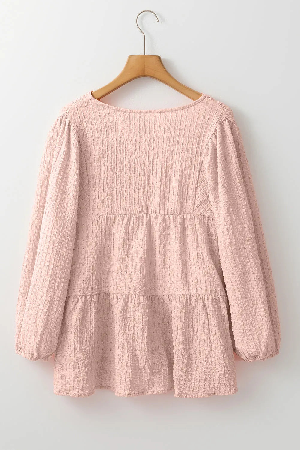 Light Pink Textured Tiered Flowy Blouse - Chic Meadow Boutique 