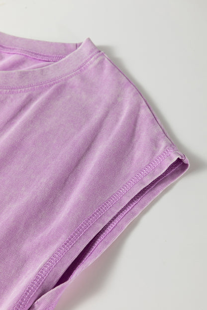 Wisteria Mineral Wash Pocketed T-shirt Long Dress