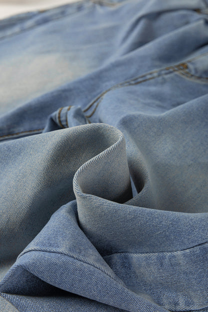 Ashleigh Blue Washed Pleated Detail Wide Leg Jeans