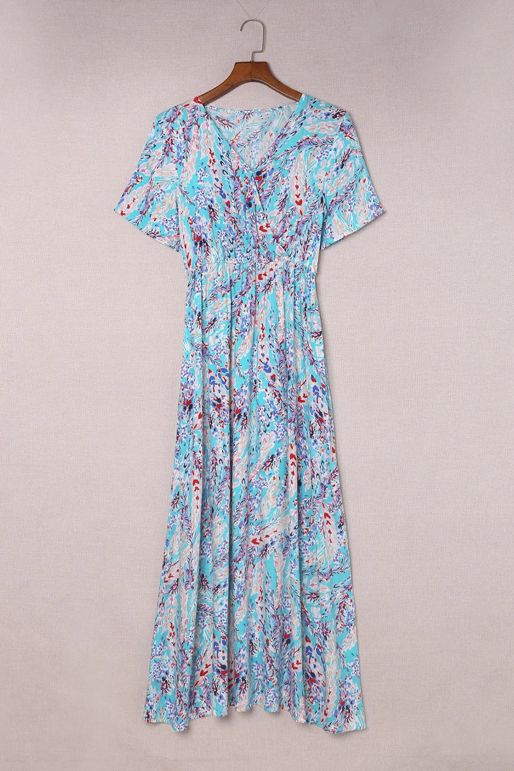 Green Wrap V Neck Floral Maxi Dress - Chic Meadow Boutique 