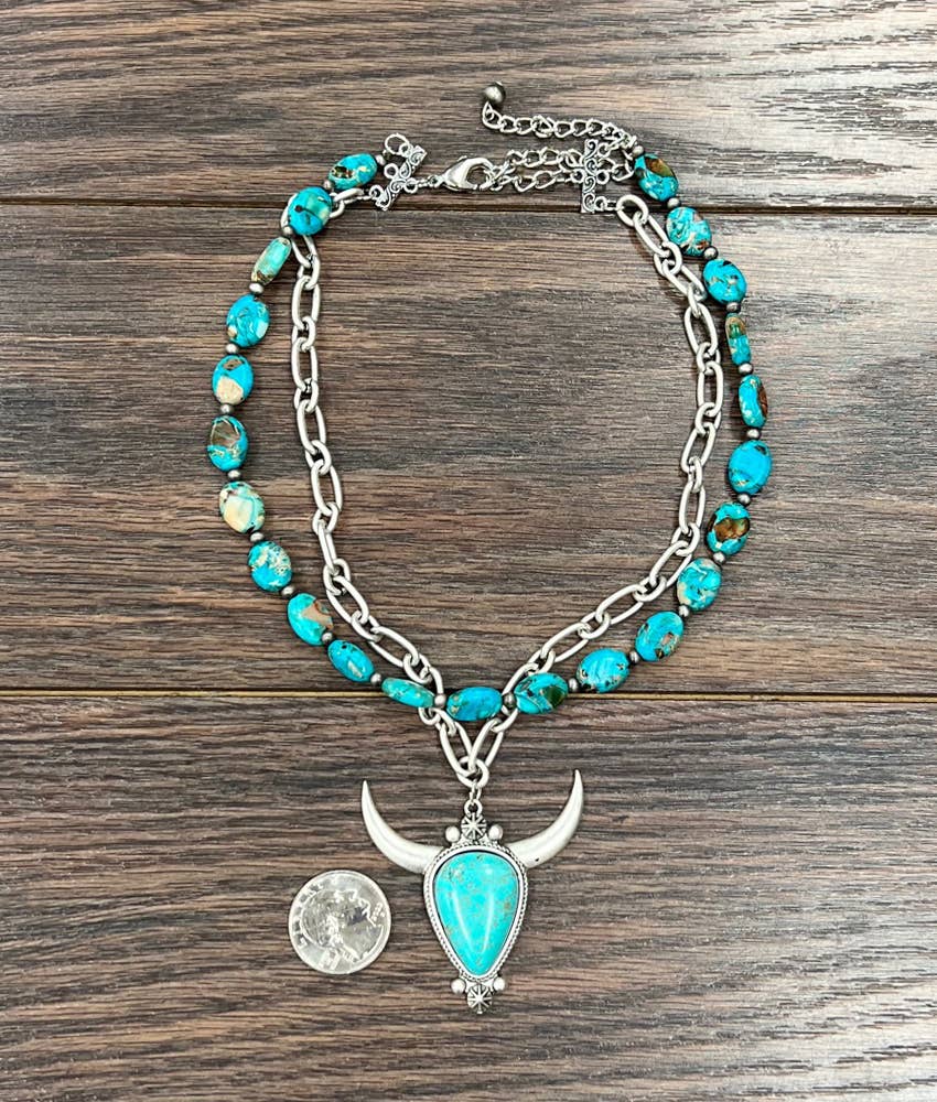 Handmade Longhorn Turquoise Necklace