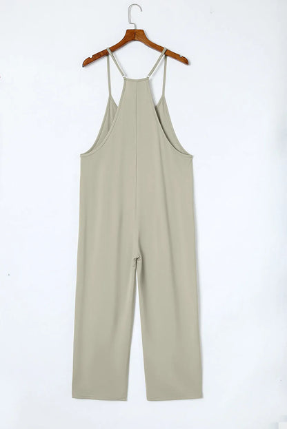 Bottoms/Jumpsuits & Rompers Green Pocketed Adjustable Spaghetti Strap Straight Leg Jumpsuit