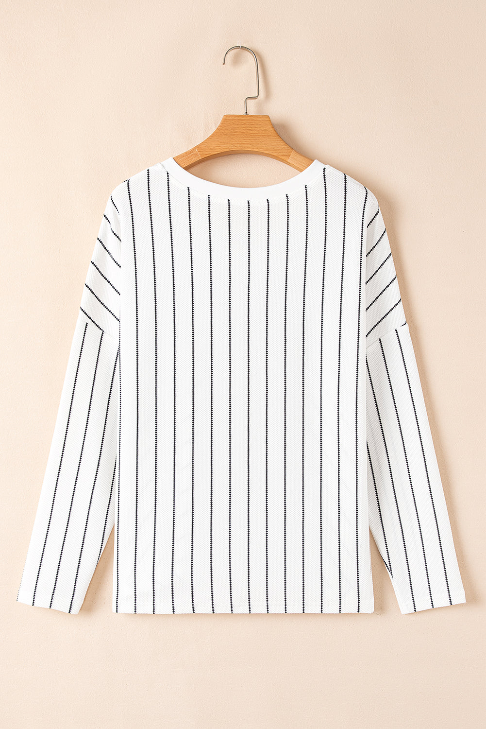 Black Stripe Chevron Striped V Neck Long Sleeve Casual Top