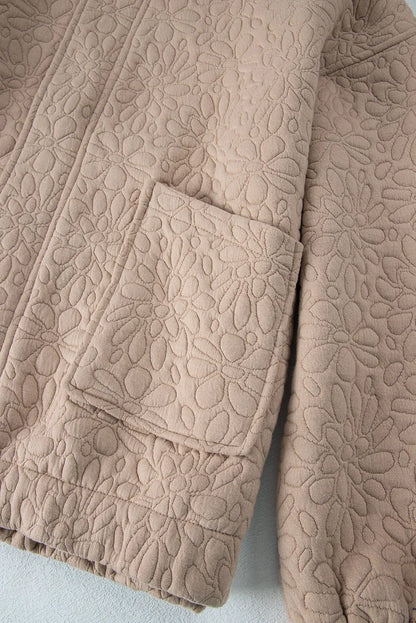 Light French Beige Floral Quilted Jacket - Chic Meadow Boutique 