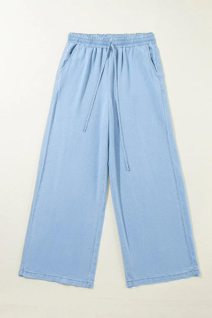 Bottoms/Pants & Culotte Myosotis Drawstring High Waist Wide Leg Denim Pants