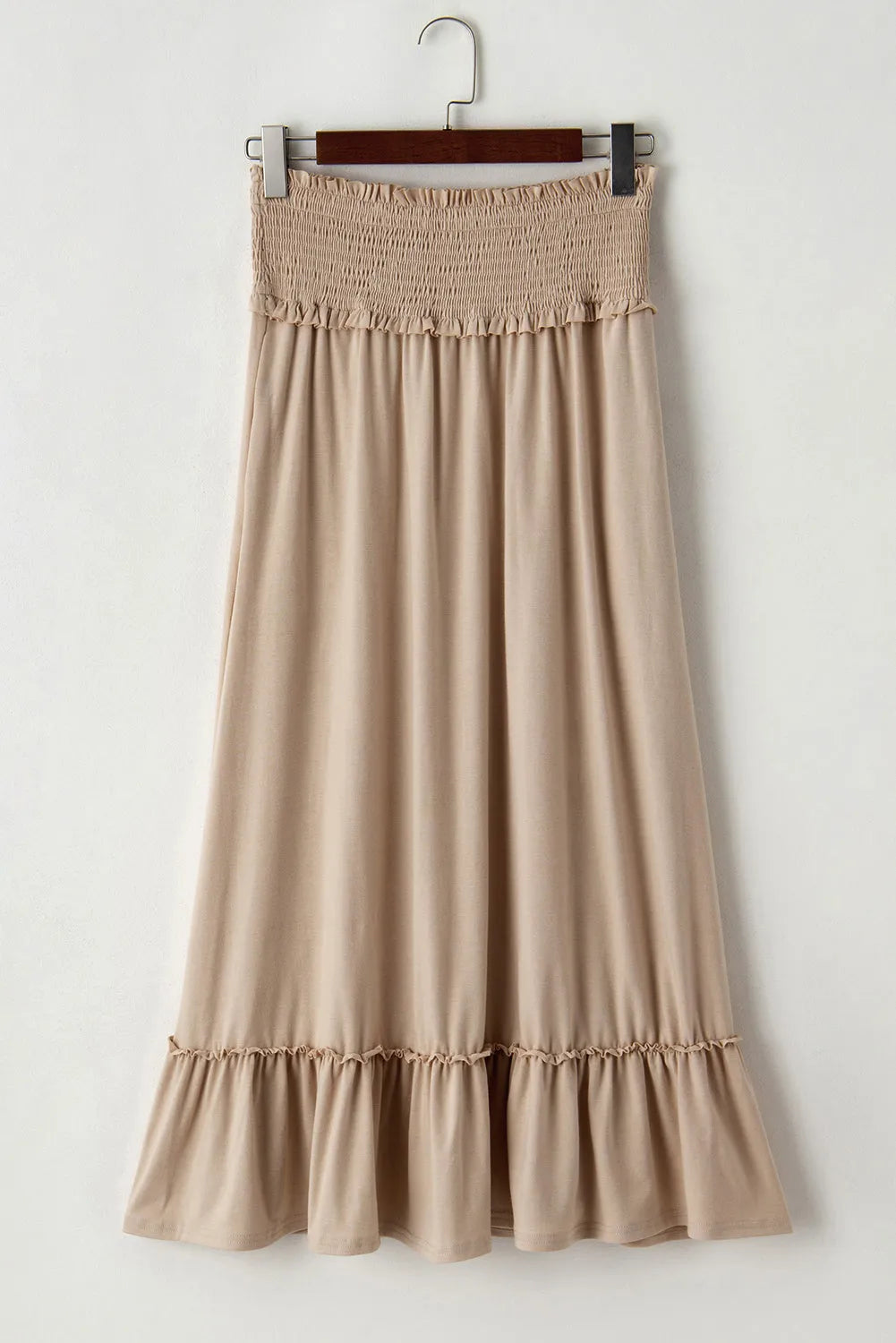 Parchment Smocked Waist Ruffled Maxi Skirt - Chic Meadow Boutique 