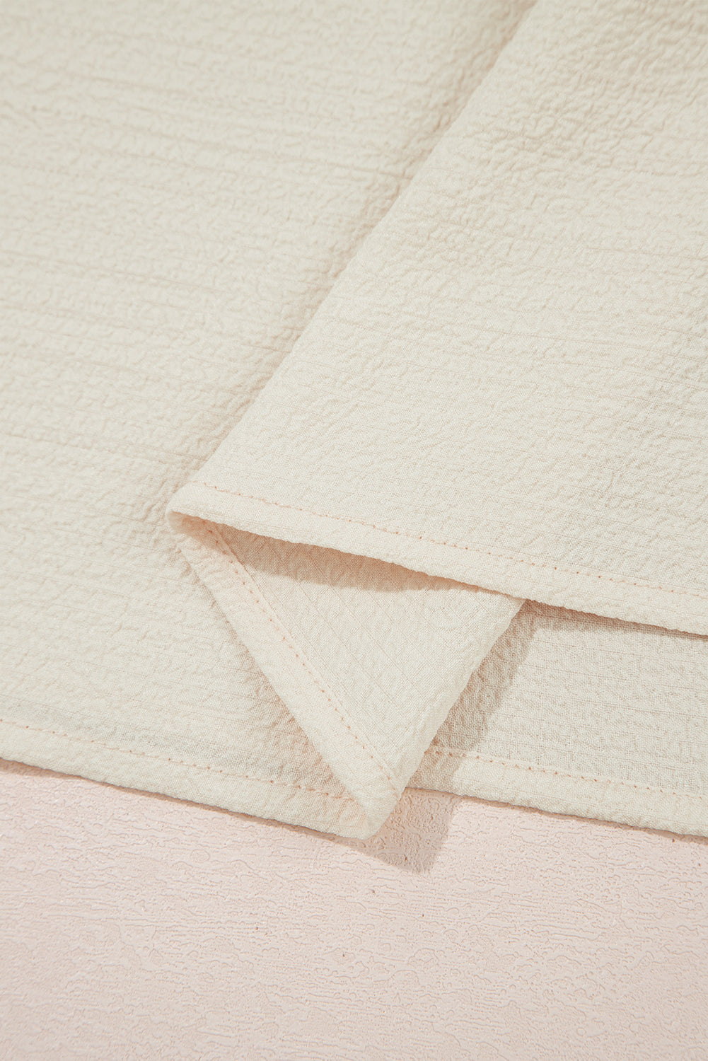 Beige Textured Bow Knot Frilled Butterfly Sleeve Blouse