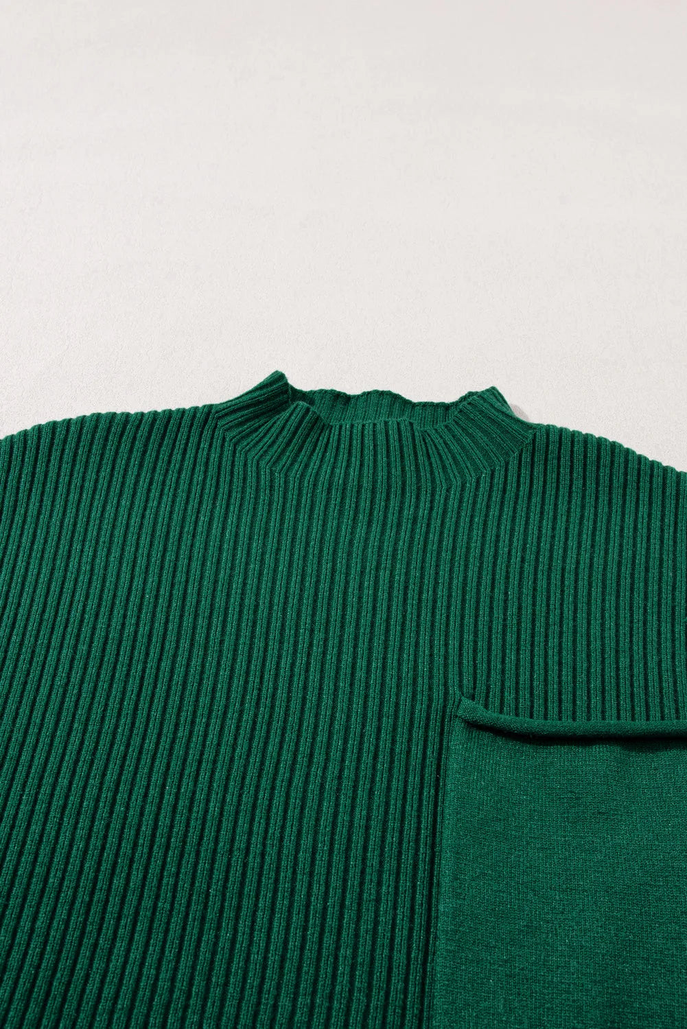 Blackish Green Patch Pocket Ribbed Knit Short Sleeve Sweater - Chic Meadow Boutique 