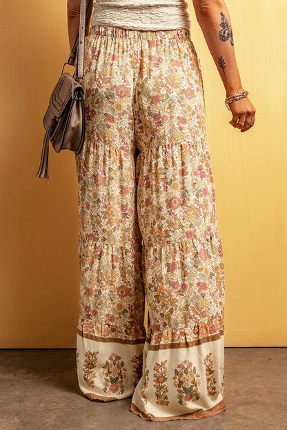 Multicolor Boho Floral Patchwork Loose Fit Wide Leg Pants - Chic Meadow Boutique 