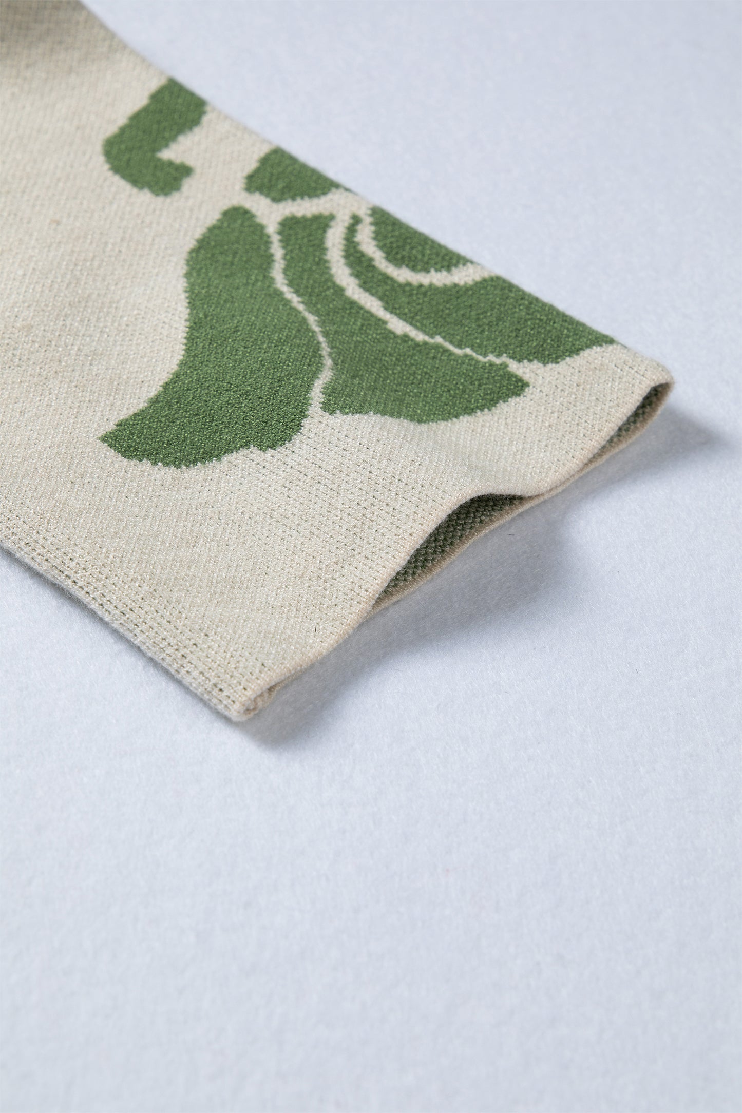 Green Bold Flower Pattern Wide Sleeve Baggy Sweater