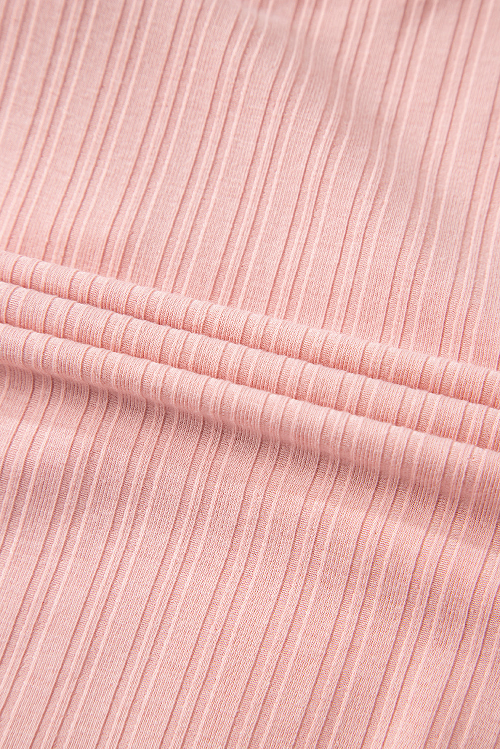 Gossamer Pink Ribbed Button V Neck Tank Top and Shorts Set