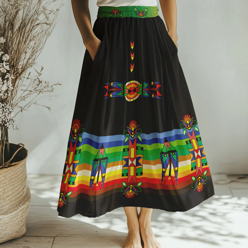 Spirit Blossom Harmony Geometric Skirt by 49DZINE
