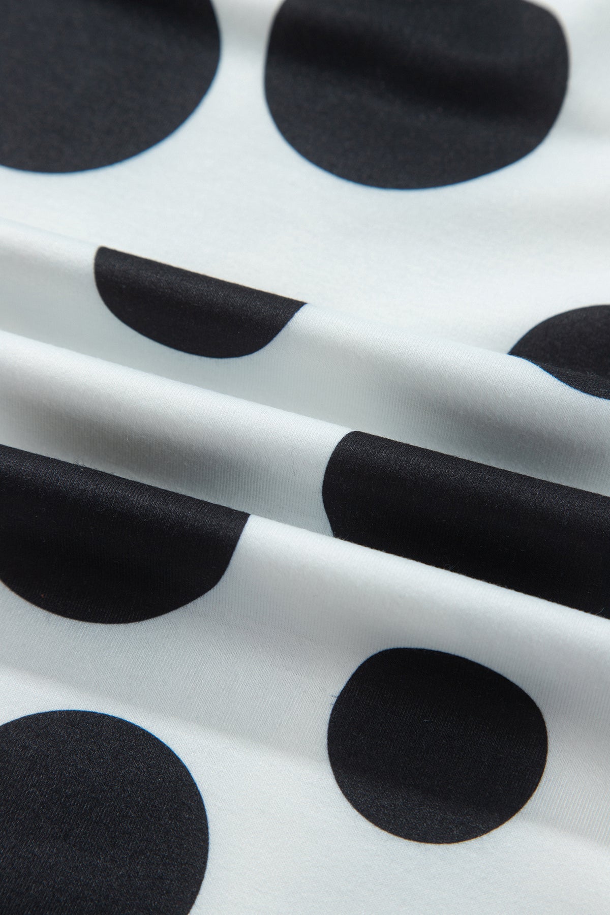 White Polka Dot Long Sleeve Top Drawstring Relaxed Pants Set