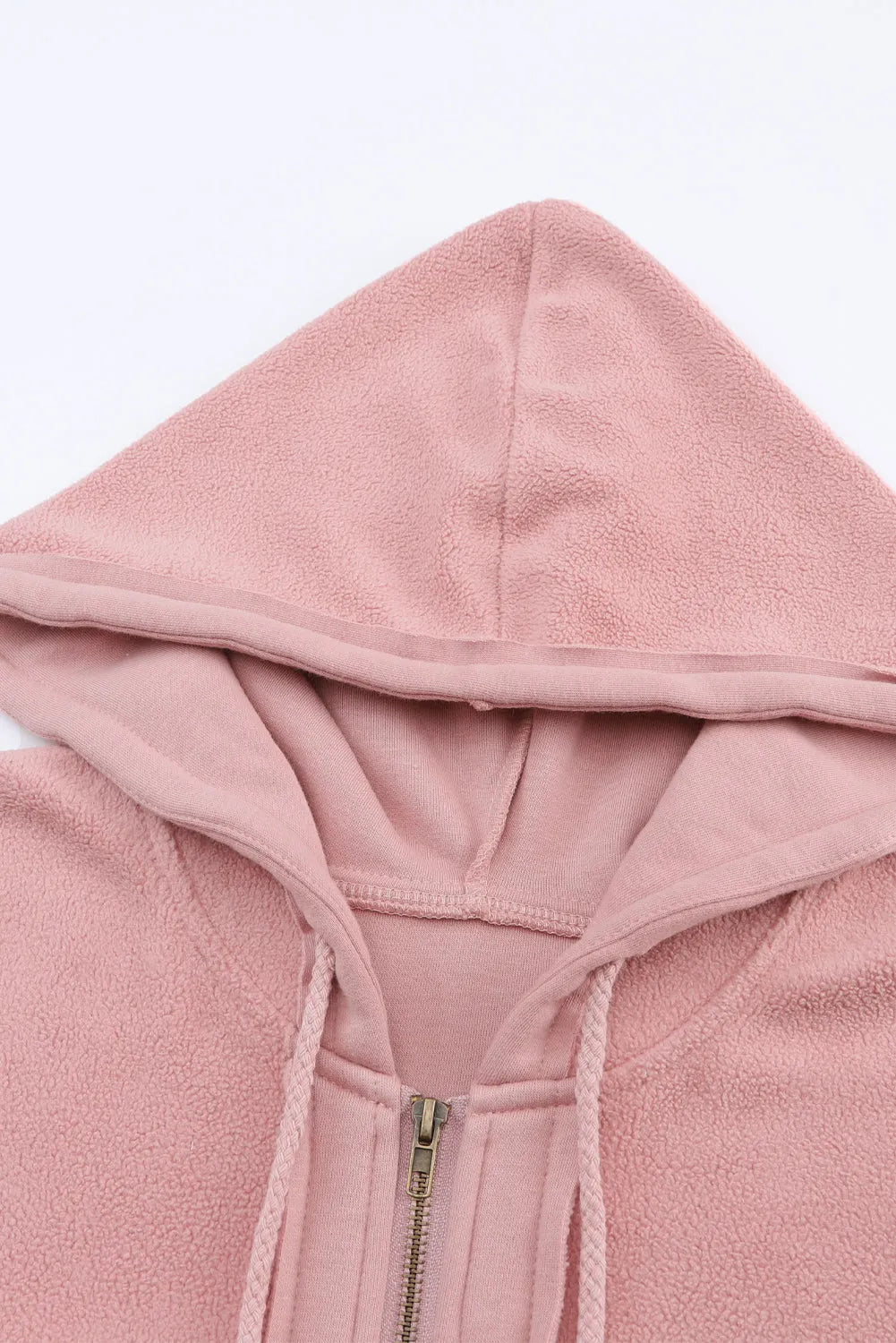 Pink Flap Pocket Drawstring Hood Zip Up Jacket - Chic Meadow Boutique 