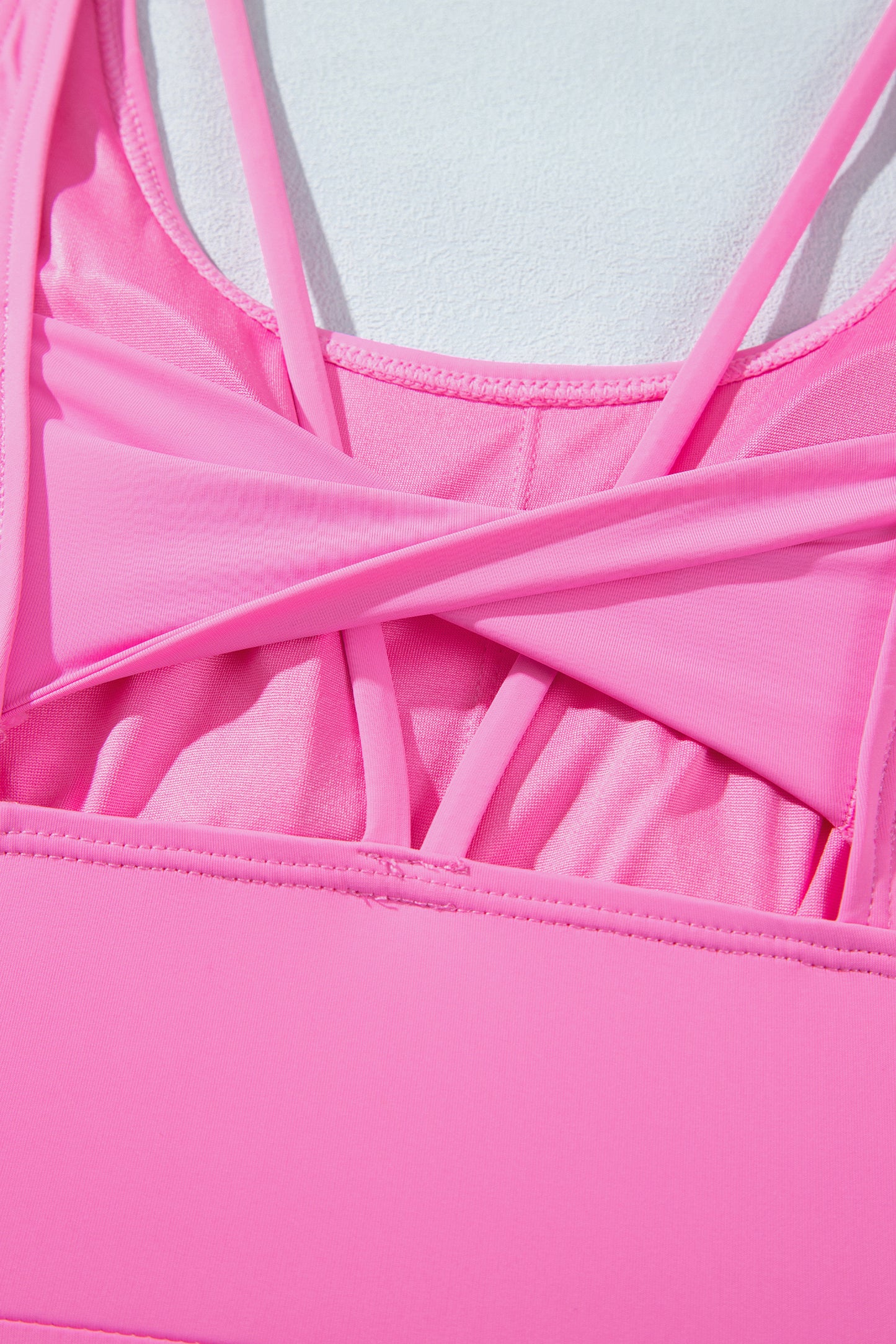 Bright Pink Twisted Strappy Back Active Mini Dress with Shorts