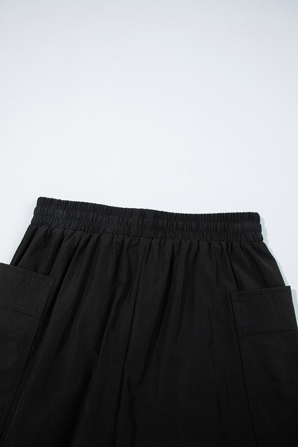 Black Cargo Pocket Elastic Waist Active Casual Skort
