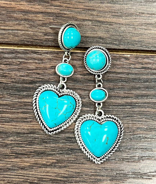 Heart Turquoise Post Earrings