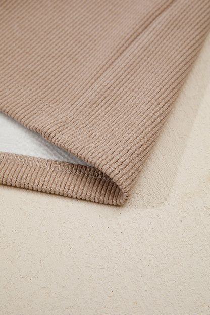 Dark Khaki Thermal Textured Leopard Drawstring Baggy Hoodie