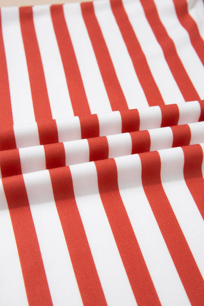 Orange Stripe Short Bubble Sleeve T Shirt