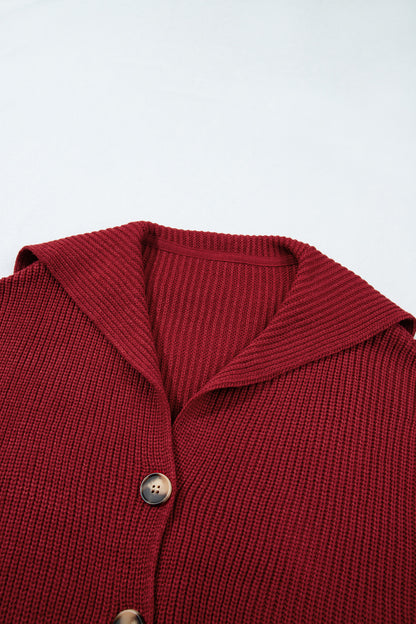 Red Dahlia Solid Color Knit Oversized Button Front Sweater Cardigan
