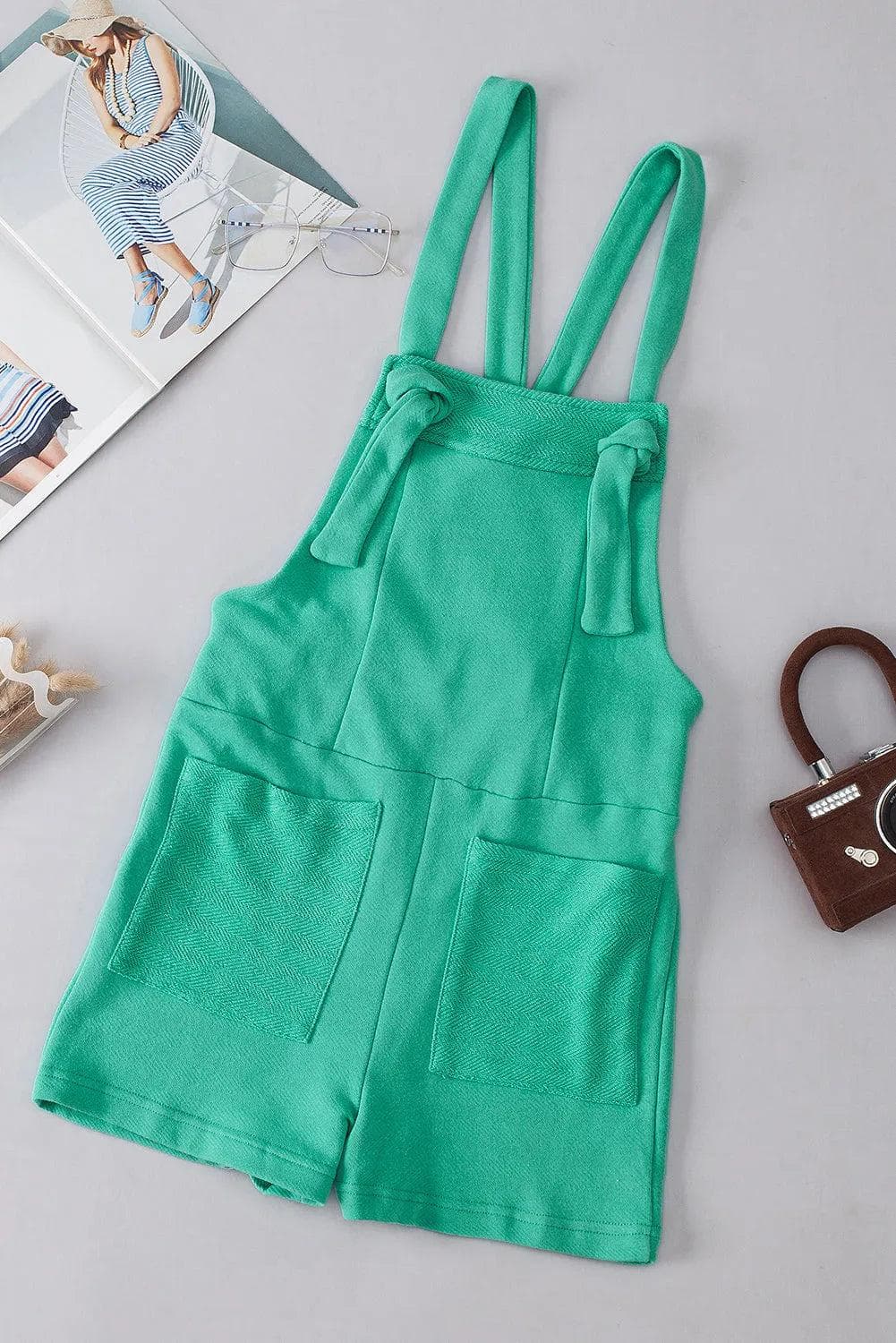 Bottoms/Jumpsuits & Rompers Mint Green Knotted Straps French Terry Romper