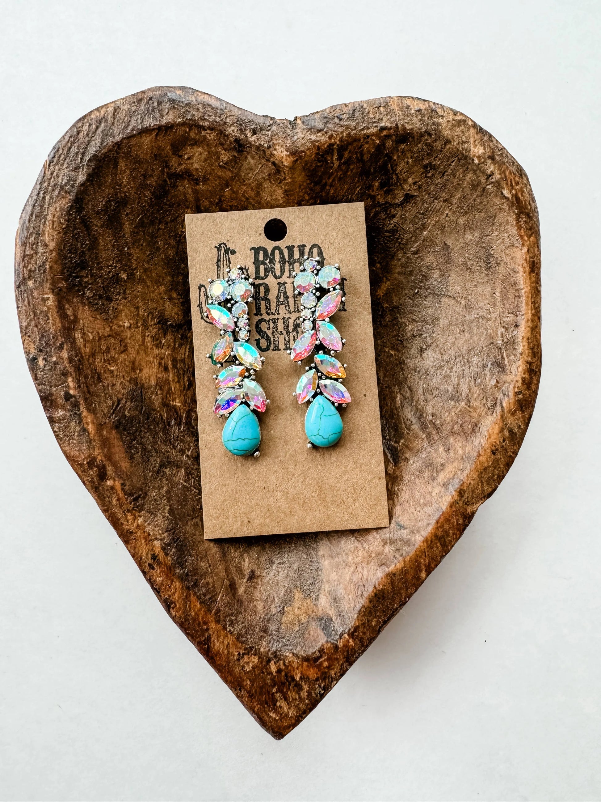 Western Flower Stone Drop Stud Earrings - Chic Meadow Boutique 