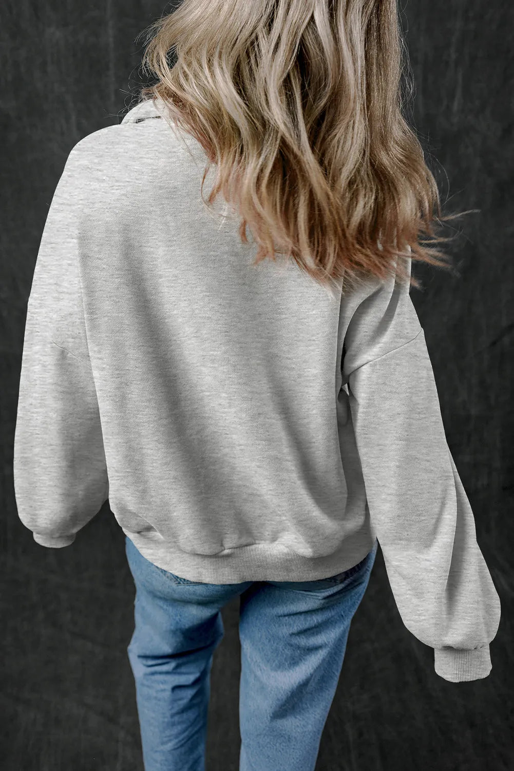 Light Grey Zip-up Stand Neck Kangaroo Pocket Sweatshirt - Chic Meadow Boutique 