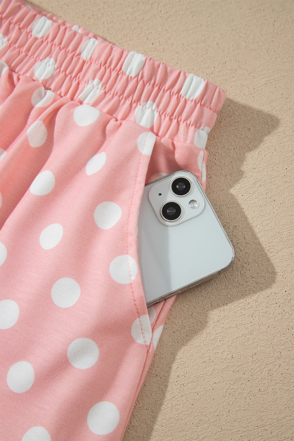 Pink Polka Dot Hooded Long Sleeve Top Casual Mini Skort Set