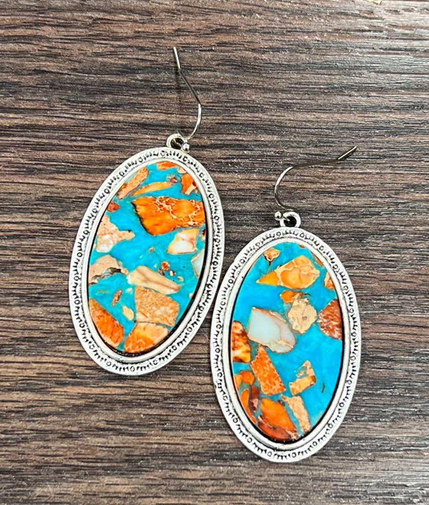 724459, Oval Gemstone Earrings