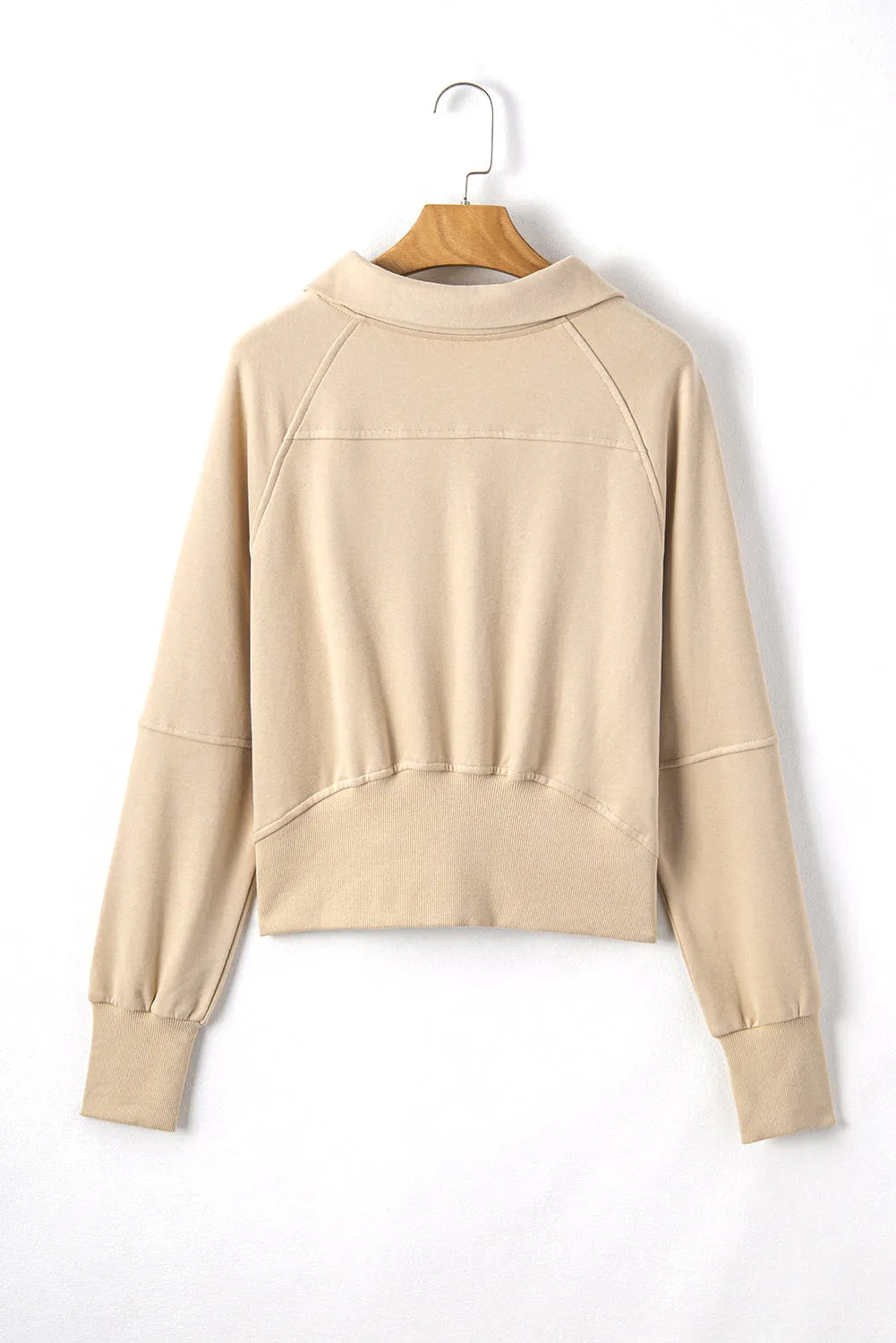 Parchment Quarter Zip Stand Neck Kangaroo Pocket Sweatshirt - Chic Meadow Boutique 